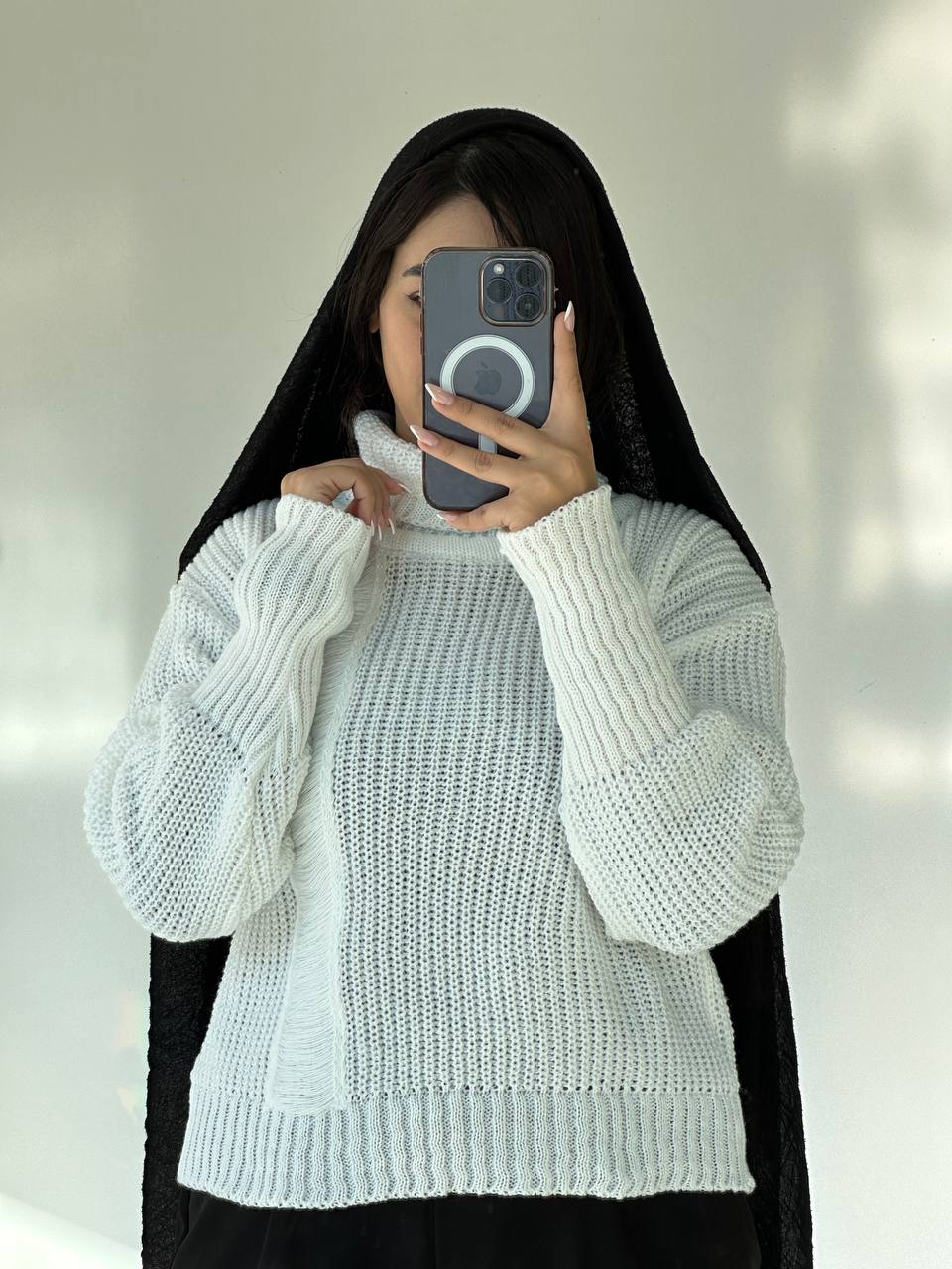 بافت یقه اسکی زاپ دار ترمه